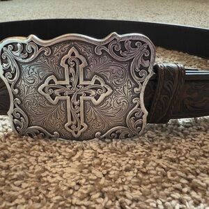 Nocona Black and Silver Western Belt